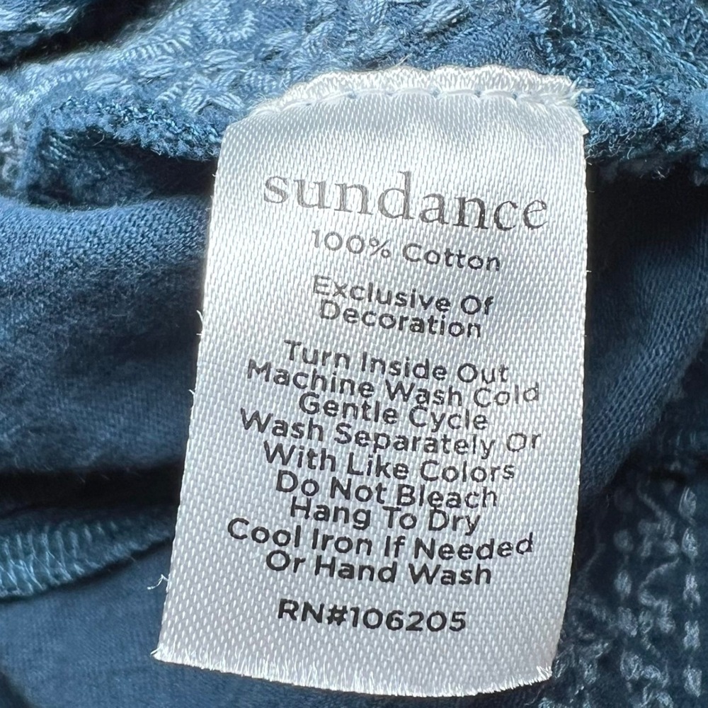 Sundance Womens Size Small Blue Embroidered Beaded Top Boho Blouse Lace Trim - Picture 5 of 12